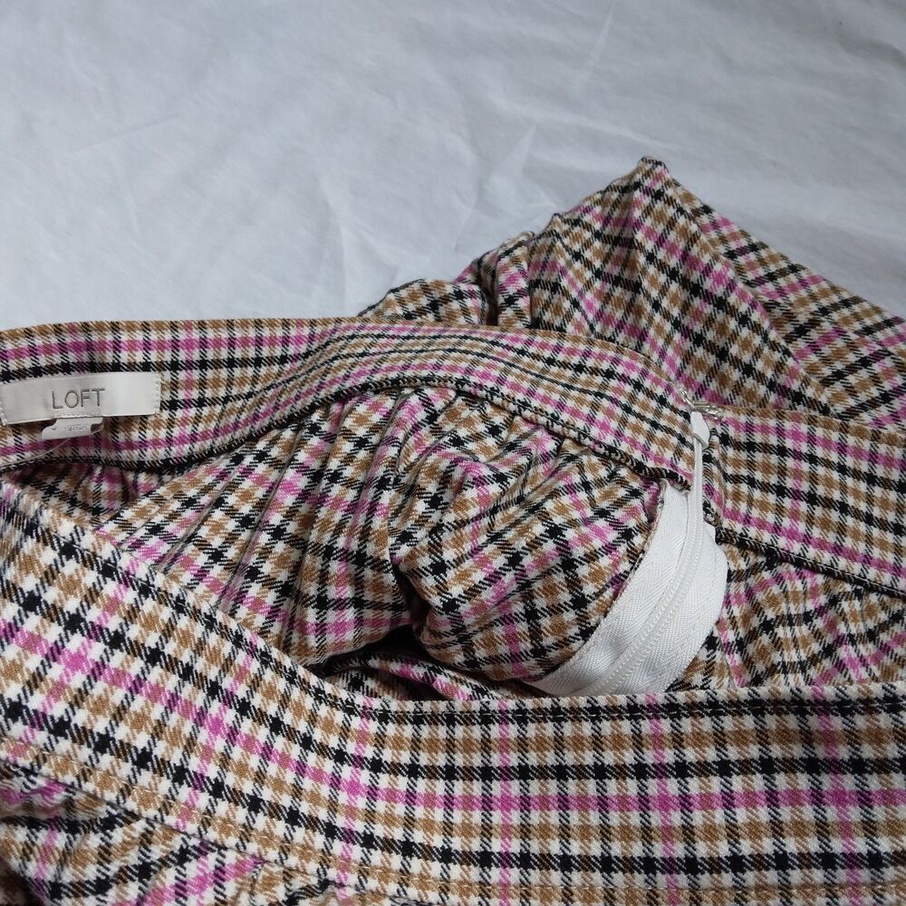 New LOFT Multi Color Plaid Pleated Skirt Preppy Academia Womens Size 4 - Picture 9 of 13